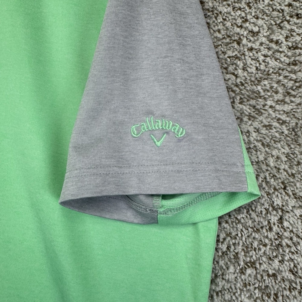 Callaway Polo Shirt Men's Large Opti-Dri Green‎ Gray Color Block Golf Stretch - Picture 6 of 12